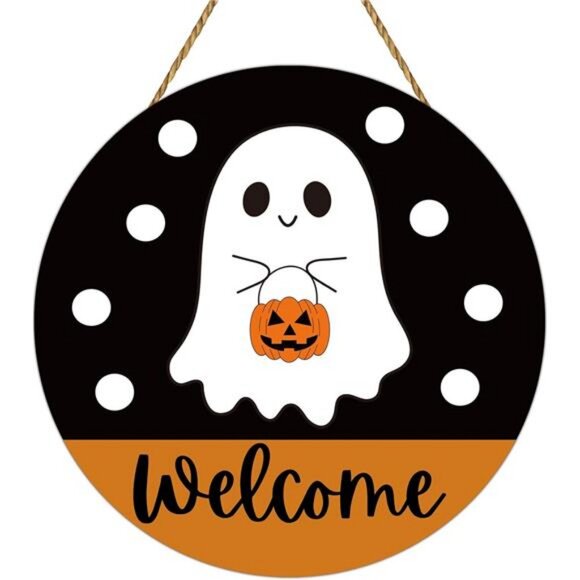 Halloween Decor Indoor Halloween Wreath Front Door Decorations Cute Ghost Decor - Picture 1 of 8
